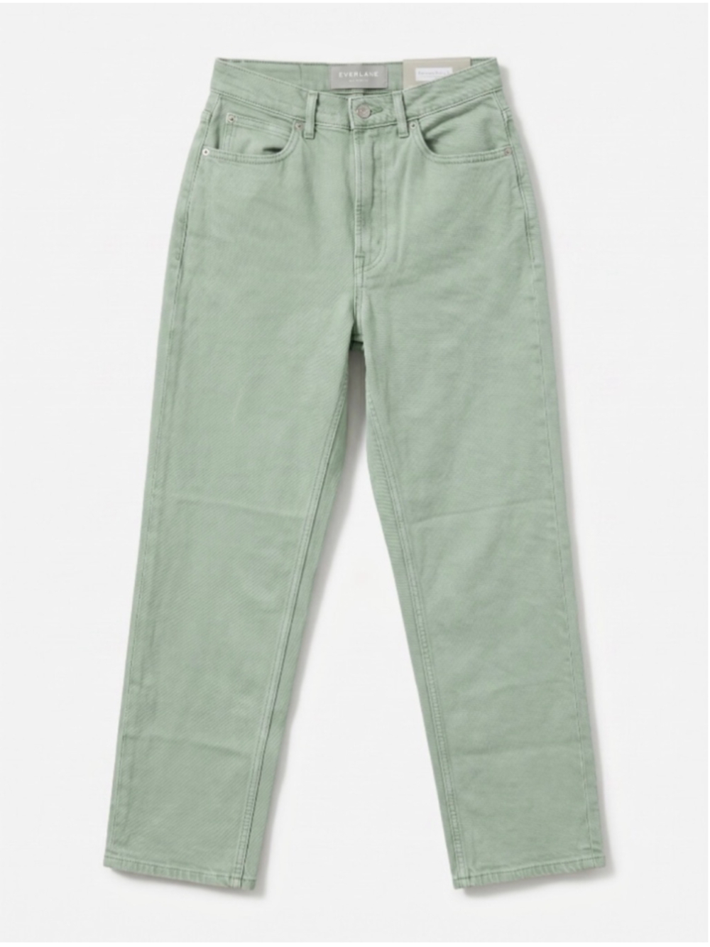 EVERLANE The Way-High Sage Green Denim Jeans Highwaisted Straight Leg, Sz 26